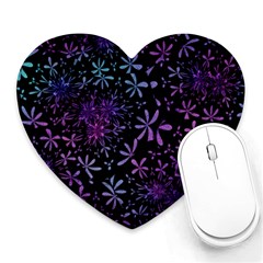 Retro Flower Pattern Design Batik Heart Mousepads by Simbadda