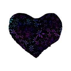 Retro Flower Pattern Design Batik Standard 16  Premium Flano Heart Shape Cushions