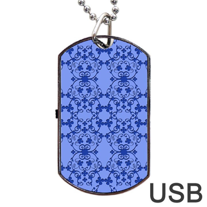 Floral Ornament Baby Boy Design Retro Pattern Dog Tag USB Flash (One Side)