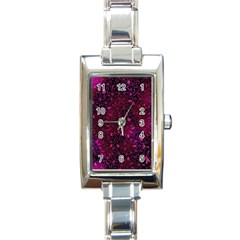 Retro Flower Pattern Design Batik Rectangle Italian Charm Watch by Simbadda