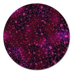 Retro Flower Pattern Design Batik Magnet 5  (round) by Simbadda