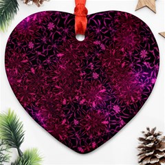 Retro Flower Pattern Design Batik Heart Ornament (two Sides)