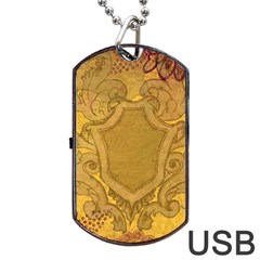 Vintage Scrapbook Old Ancient Retro Pattern Dog Tag Usb Flash (one Side) by Simbadda