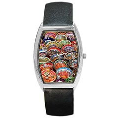 Art Background Bowl Ceramic Color Barrel Style Metal Watch by Simbadda