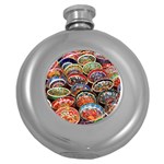 Art Background Bowl Ceramic Color Round Hip Flask (5 oz) Front