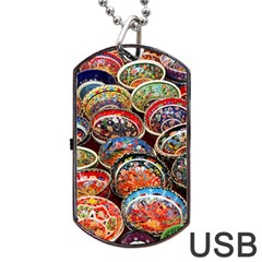 Art Background Bowl Ceramic Color Dog Tag Usb Flash (one Side)