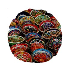 Art Background Bowl Ceramic Color Standard 15  Premium Round Cushions