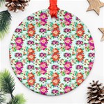 Floral Flower Pattern Seamless Ornament (Round) Front