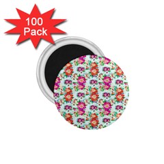 Floral Flower Pattern Seamless 1 75  Magnets (100 Pack) 