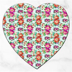 Floral Flower Pattern Seamless Jigsaw Puzzle (heart) by Simbadda