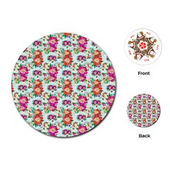 Floral Flower Pattern Seamless Playing Cards (round) 