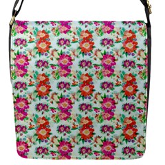 Floral Flower Pattern Seamless Flap Messenger Bag (s) by Simbadda