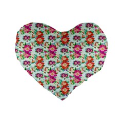 Floral Flower Pattern Seamless Standard 16  Premium Flano Heart Shape Cushions