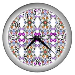 Floral Ornament Baby Girl Design Wall Clocks (silver)  by Simbadda