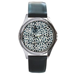 Abstract Flower Petals Floral Round Metal Watch by Simbadda