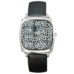 Abstract Flower Petals Floral Square Metal Watch