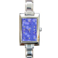 Retro Flower Pattern Design Batik Rectangle Italian Charm Watch by Simbadda