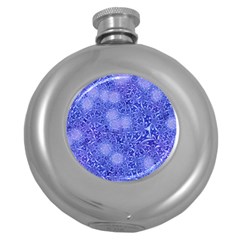 Retro Flower Pattern Design Batik Round Hip Flask (5 Oz) by Simbadda