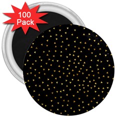 Grunge Retro Pattern Black Triangles 3  Magnets (100 Pack)