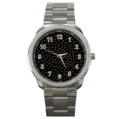 Grunge Retro Pattern Black Triangles Sport Metal Watch