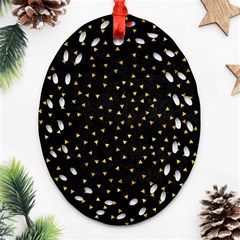 Grunge Retro Pattern Black Triangles Ornament (oval Filigree)