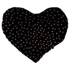 Grunge Retro Pattern Black Triangles Large 19  Premium Flano Heart Shape Cushions