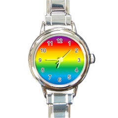 Rainbow Background Colourful Round Italian Charm Watch