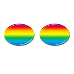 Rainbow Background Colourful Cufflinks (oval)