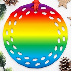 Rainbow Background Colourful Round Filigree Ornament (two Sides)