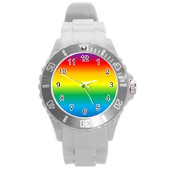 Rainbow Background Colourful Round Plastic Sport Watch (l) by Simbadda