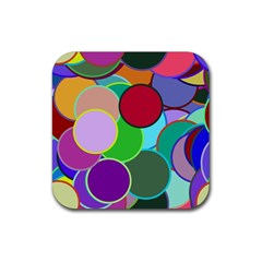 Dots Circles Colorful Unique Rubber Coaster (square)  by Simbadda