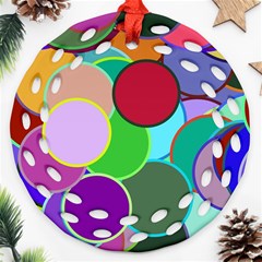 Dots Circles Colorful Unique Round Filigree Ornament (two Sides)