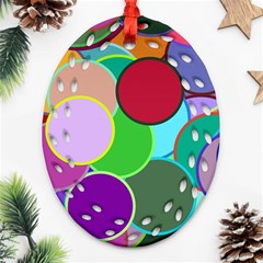 Dots Circles Colorful Unique Ornament (oval Filigree)