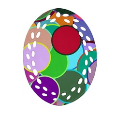 Dots Circles Colorful Unique Oval Filigree Ornament (two Sides) by Simbadda