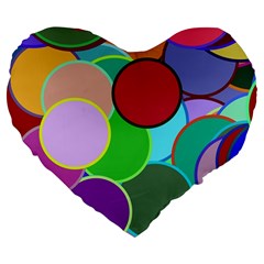 Dots Circles Colorful Unique Large 19  Premium Flano Heart Shape Cushions