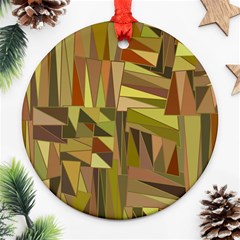 Earth Tones Geometric Shapes Unique Ornament (round) by Simbadda