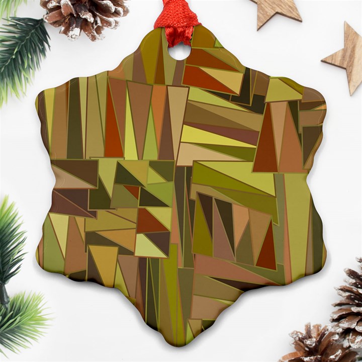 Earth Tones Geometric Shapes Unique Ornament (Snowflake)