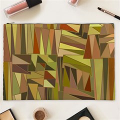 Earth Tones Geometric Shapes Unique Cosmetic Bag (xxl)  by Simbadda