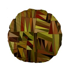 Earth Tones Geometric Shapes Unique Standard 15  Premium Round Cushions by Simbadda