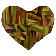 Earth Tones Geometric Shapes Unique Large 19  Premium Heart Shape Cushions