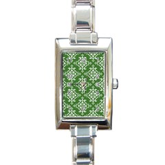 St Patrick S Day Damask Vintage Green Background Pattern Rectangle Italian Charm Watch by Simbadda