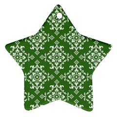 St Patrick S Day Damask Vintage Green Background Pattern Ornament (star) by Simbadda