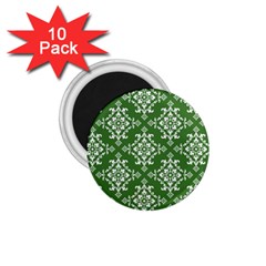 St Patrick S Day Damask Vintage Green Background Pattern 1 75  Magnets (10 Pack) 