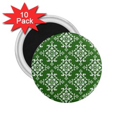 St Patrick S Day Damask Vintage Green Background Pattern 2 25  Magnets (10 Pack)  by Simbadda