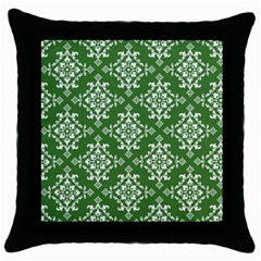 St Patrick S Day Damask Vintage Green Background Pattern Throw Pillow Case (black)