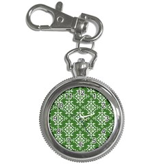 St Patrick S Day Damask Vintage Green Background Pattern Key Chain Watches