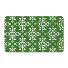 St Patrick S Day Damask Vintage Green Background Pattern Magnet (rectangular) by Simbadda