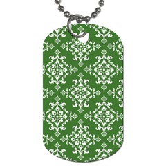 St Patrick S Day Damask Vintage Green Background Pattern Dog Tag (one Side) by Simbadda