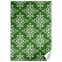 St Patrick S Day Damask Vintage Green Background Pattern Canvas 12  X 18   by Simbadda