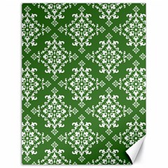 St Patrick S Day Damask Vintage Green Background Pattern Canvas 18  X 24   by Simbadda